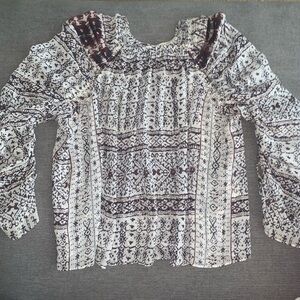 Ulla Johnson Cream and Maroon Bohemian Blouse